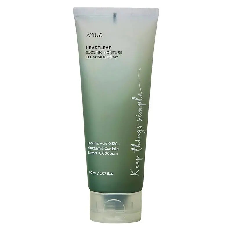 Anua Heartleaf Succinic Moisture Facial Cleansing Foam For Acne Prone Skin 150ml Anua