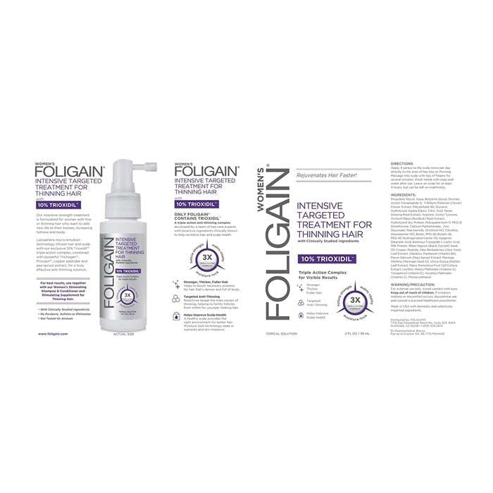Foligain Triple Action Formula for Thinning Hair for Women with 10% Trioxidil - 59ml FOLIGAIN