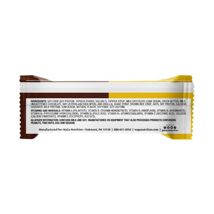 NuGo Original Banana Chocolate Protein Bar 50g, 13g Protein, Gluten Free, Real Milk Chocolate Snack, Pack of 15 pcs NuGo