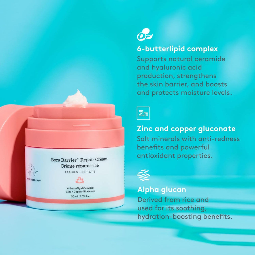 Drunk Elephant Bora Barrier Repair Cream, Ultra-Rich Moisturizer for Dry and Compromised Skin, 50ml Drunk Elephant