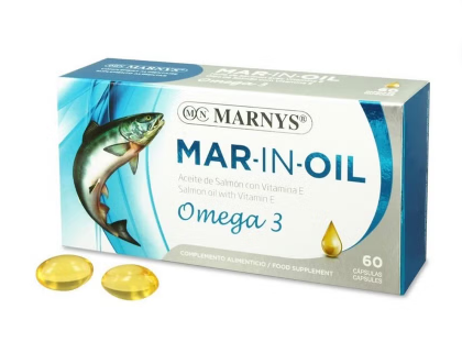 Marnys Mar-In-Oil Omega 3 Salmon Oil With Vitamin E Fish Oil Supplement Capsules, Pack of 60's Marnys
