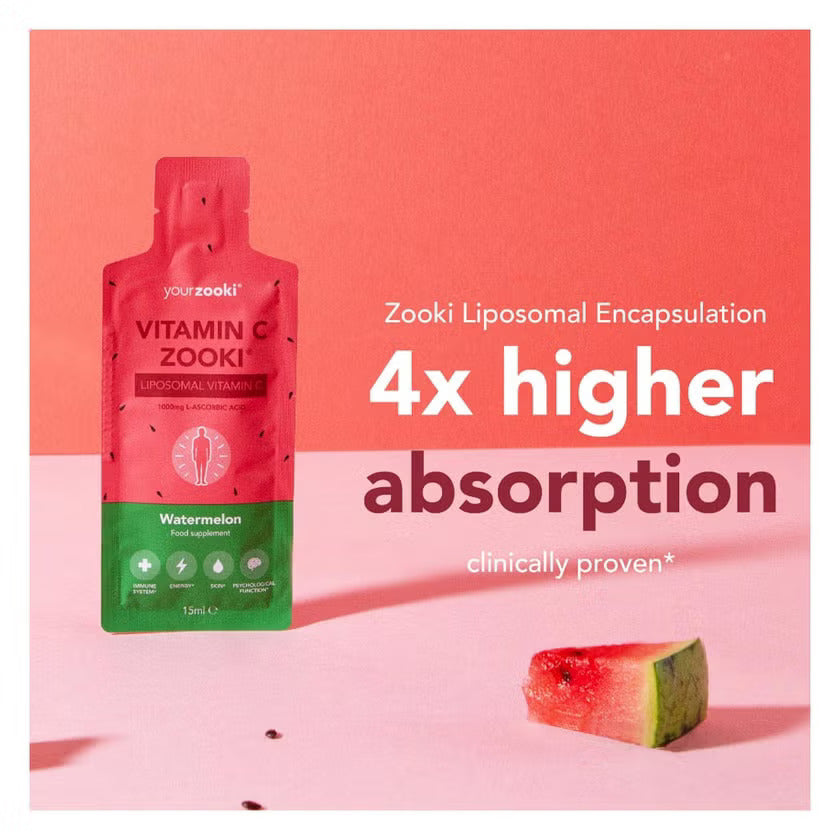 Zooki Liposomal Vitamin C 1000mg Watermelon Flavor Liquid Sachets 15ml, Pack of 14's Zooki