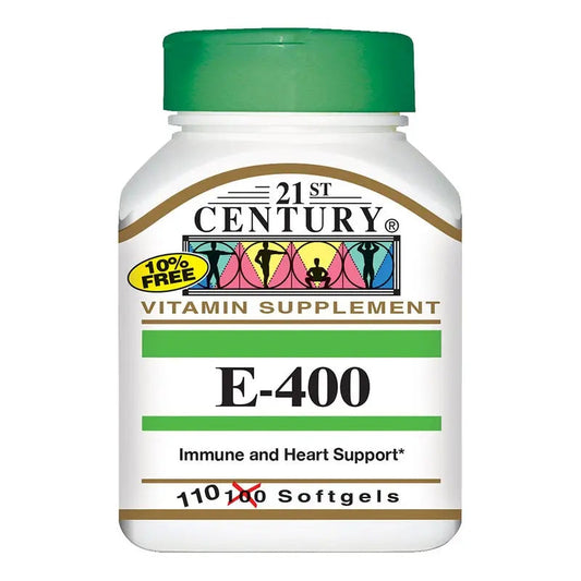 21st Century E-400 Vitamin E 400IU Softgel For Immune & Heart Support, Pack of 110's 21st Century