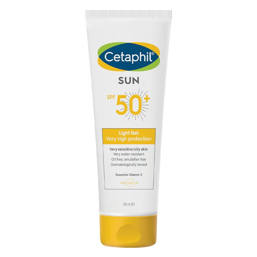 Cetaphil Sun SPF 50+ Very High Protection Light Gel, Moisturizer sunscreen For Face & Body With Very Sensitive/Oily Skin - 100ml Cetaphil