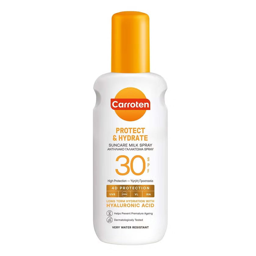 Carroten Protect & Hydrate Suncare SPF30 Body Milk Spray With Hyaluronic Acid 200ml Carroten