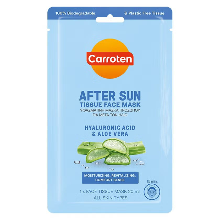 Carroten After Sun Hydrating Tissue Face Mask With Hyaluronic Acid & Aloe Vera 20ml Carroten