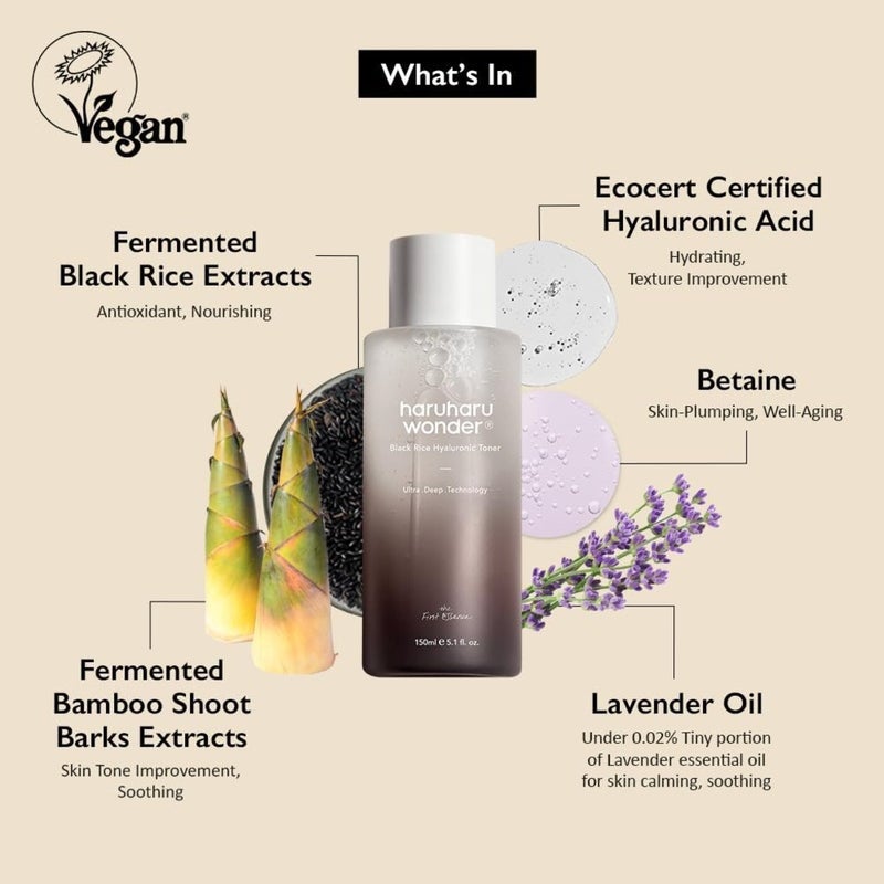 Haruharu Wonder Black Rice Hyaluronic Acid Skin Hydrating Toner 150ml Haruharu Wonder