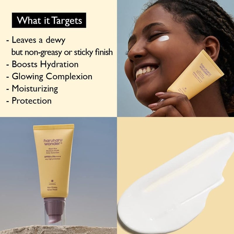 Haruharu Wonder Black Rice Moisture Airyfit Daily Sunscreen With SPF50+ & PA ++++ 50ml Haruharu Wonder