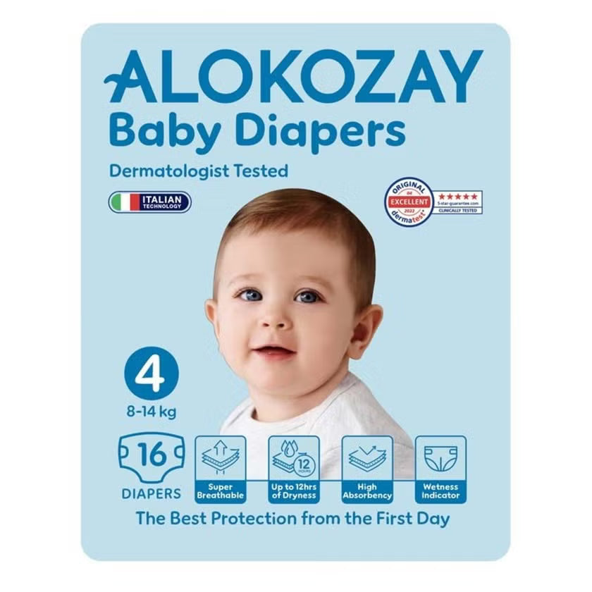 Alokozay Baby Diapers, Size 4, 8-14kg, Pack of 16's Alokozay