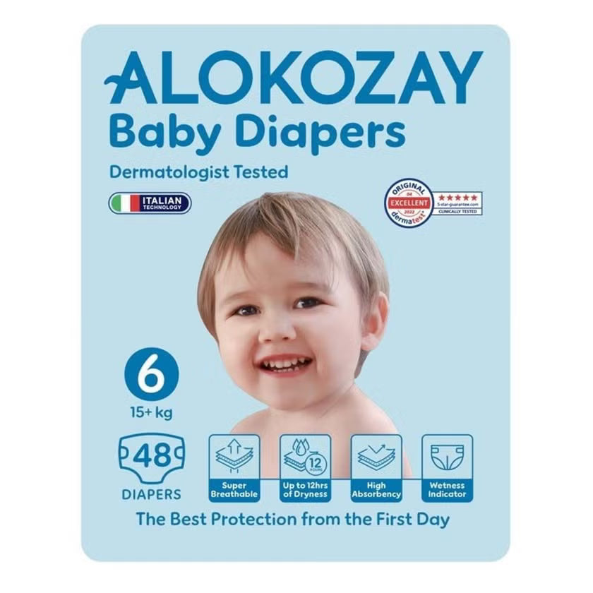Alokozay Baby Diapers, Size 6, 15+ kg, Pack of 48's Alokozay