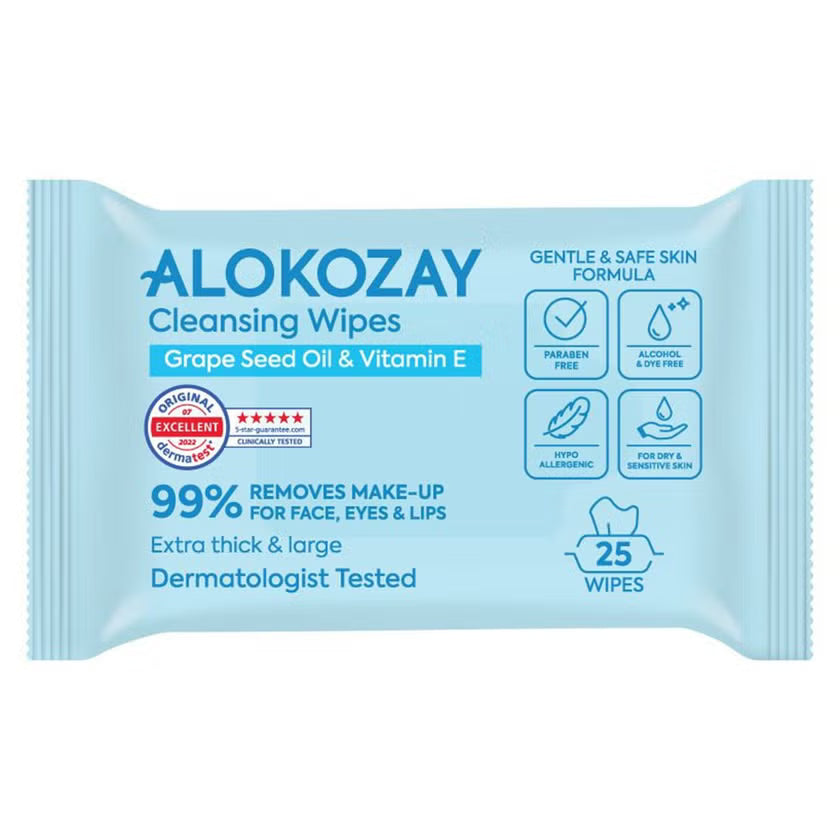 Alokozay Cleansing Make-Up Removal Wipes For Sensitive Skin, Pack of 25's Alokozay