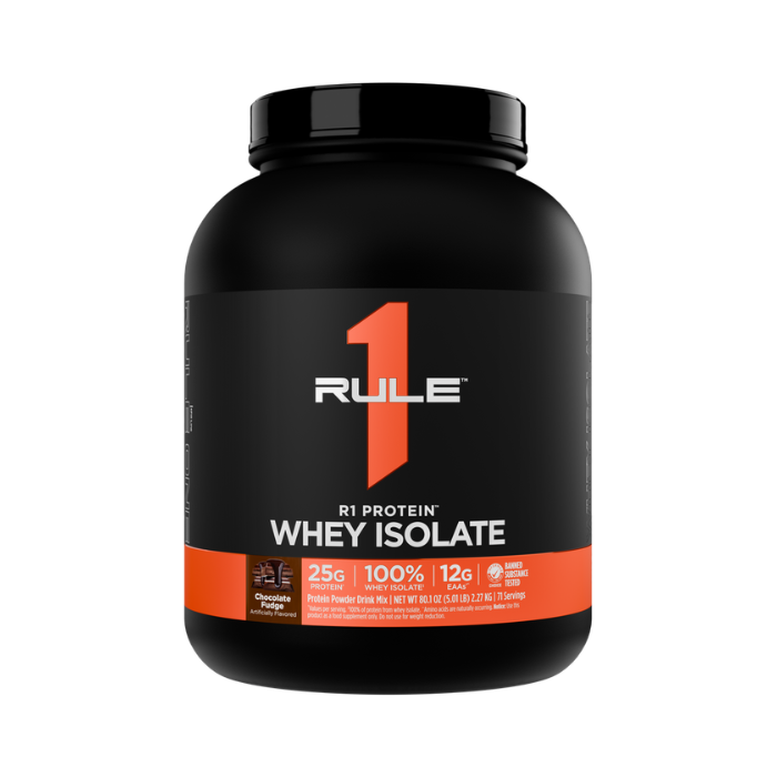 RULE 1 Protein Whey Isolate Blend Chocolate Fudge 5lb – 72 Servings RULE 1