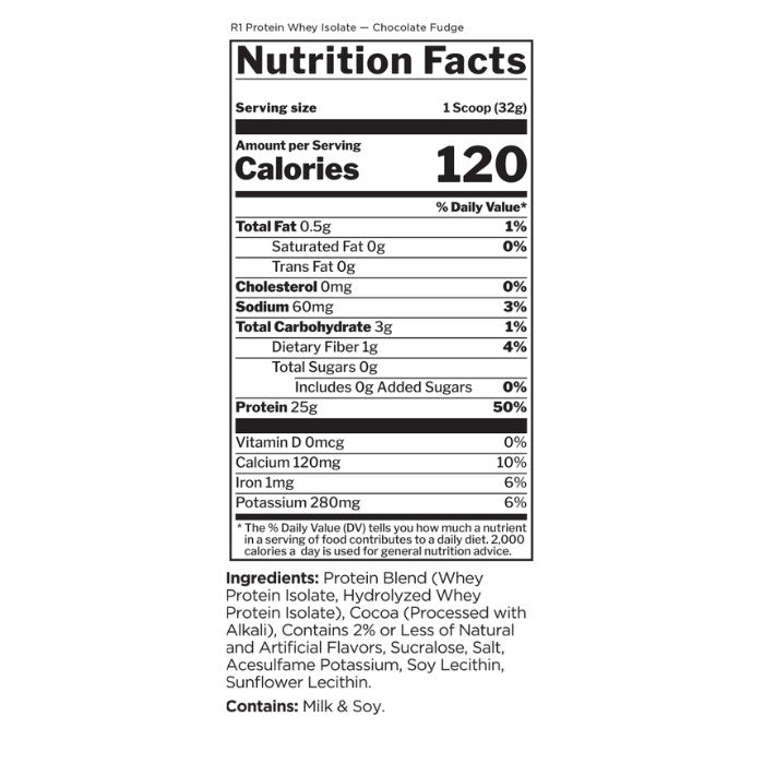 RULE 1 Protein Whey Isolate Blend Chocolate Fudge 5lb – 72 Servings RULE 1