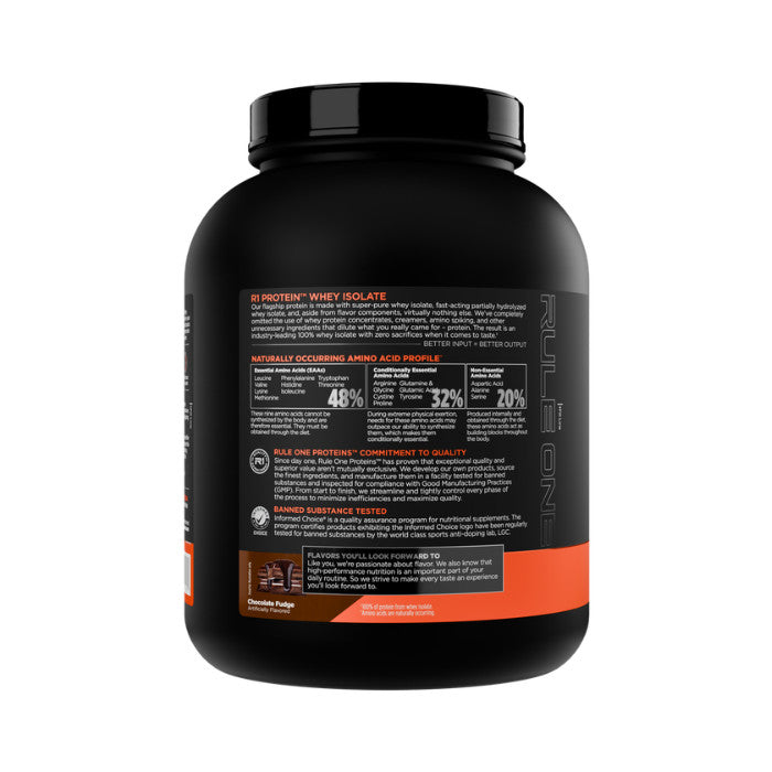 RULE 1 Protein Whey Isolate Blend Chocolate Fudge 5lb – 72 Servings RULE 1