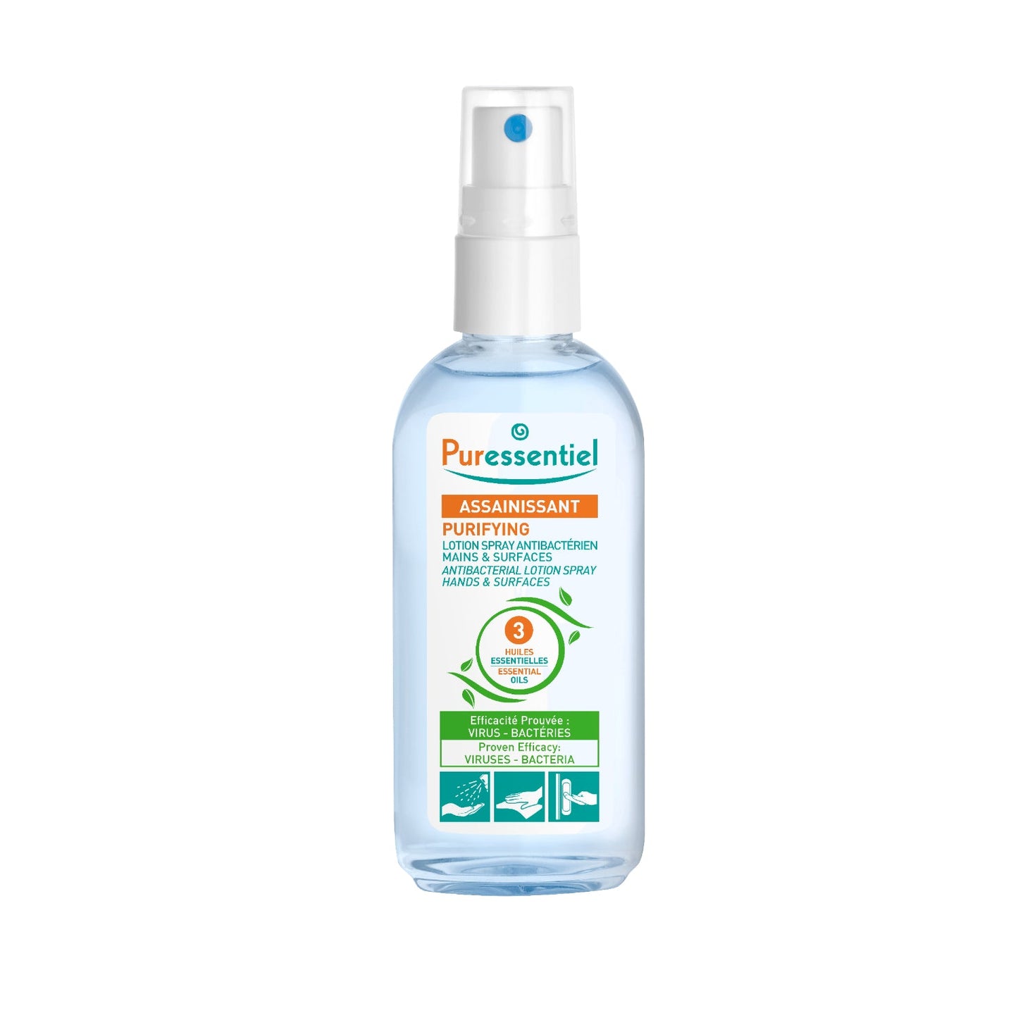 Puressentiel Purifying Antibacterial Lotion Spray Hands & Surfaces with 3 Essential Oils 80ml Puressentiel