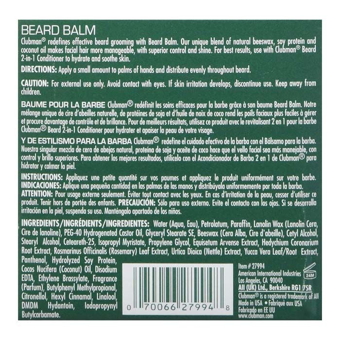 Clubman Beard Balm 2 Oz Clubman