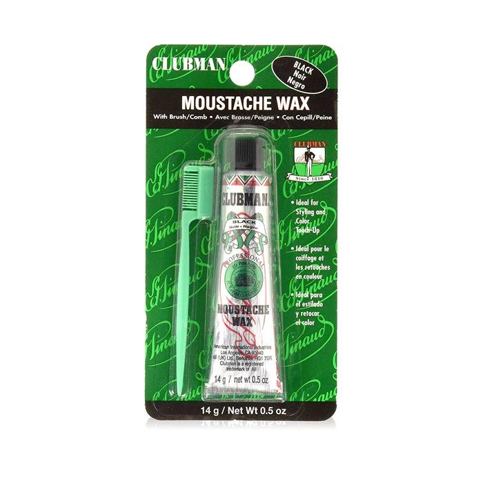 Clubman Moustache Wax Hang Pack-Black With Comb 0.5 Oz Clubman