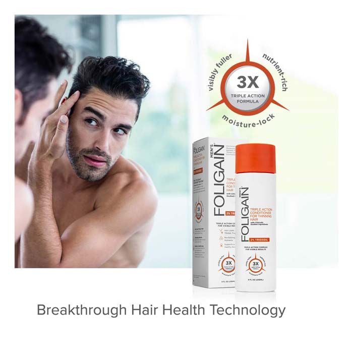 Foligain Triple Action Conditioner for Thinning Hair for Men with 2% Trioxidil 236 ml FOLIGAIN