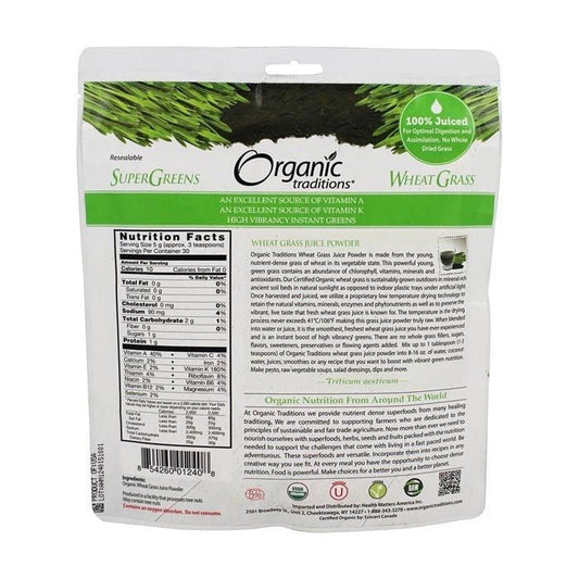 Organic Traditions Wheatgrass Juice Powder 150g Organic Traditions