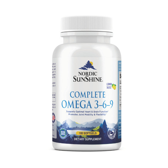 Nordic Sunshine Complete Omega 3-6-9 688mg - Heart, Brain & Joint Support with Borage Oil – 100 Softgels Nordic Sunshine