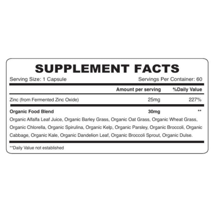 Organic Earth Zinc 25mg – 60 Capsules | Immune & Skin Support