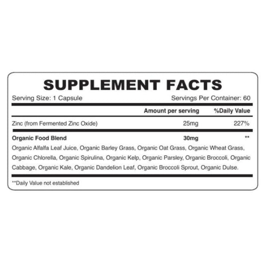 Organic Earth Zinc 25mg – 60 Capsules | Immune & Skin Support