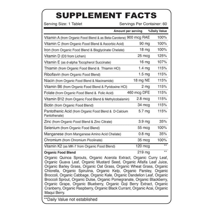 Organic Earth Women’s Daily Multivitamin 60 Tablets Organic Earth