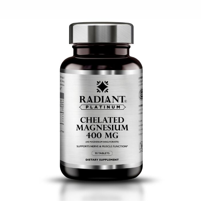 Radiant Platinum Magnesium 400mg, Stress Relief, Sleep, Muscle Recovery & Nerve Support 90 Tablets Radiant Platinum
