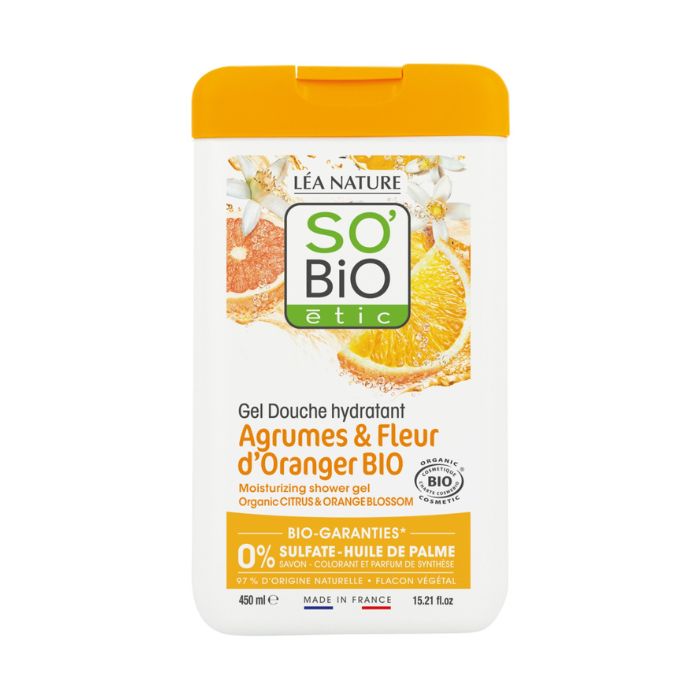 So Bio Etic Organic Citrus and Orange Blossom Shower Gel Sulfate-Free 99% Natural Origin 450ml So Bio Etic