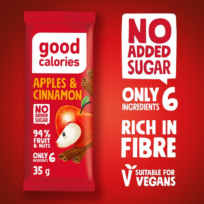 Good Calories Date Bar Apples & Cinnamon 35g,With 94% Fruits & Nuts - Pack of 20 pcs Good Calories