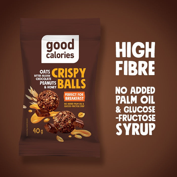 Good Calories Oats Bitter Belgian Chocolate Peanuts & Honey Crispy Balls – 40g Good Calories