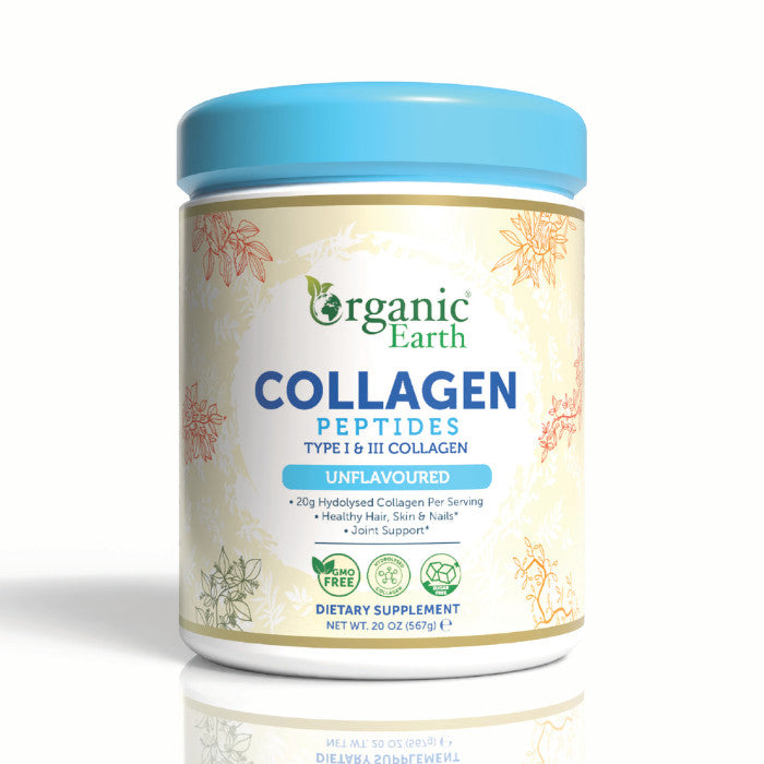 Organic Earth Collagen Peptides Unflavored, Collagen for Skin, Hair, Nails and Joint Health - 567g Organic Earth