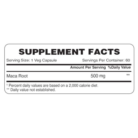 Organic Earth Maca Root, Natural Energy, Hormonal Balance and Vitality Support - 60 Capsules