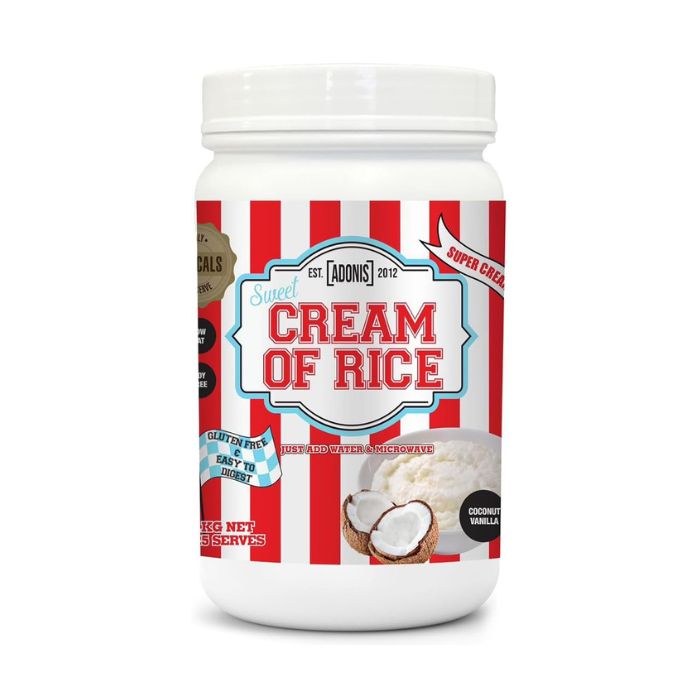 Adonis Gear Cream of Rice Coconut Vanilla, High-Carb Energy Fuel, Muscle Recovery and Growth Formula, 1kg Adonis