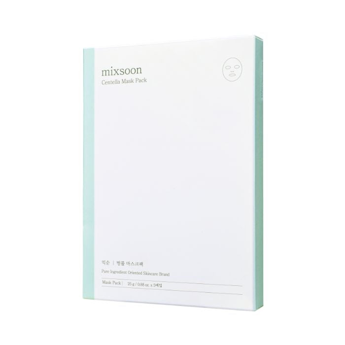 Mixsoon Centella Mask Pack 25g, Soothing Sheet with Asiatica Extract for Hydration and Skin Repair - 5pcs Mixsoon