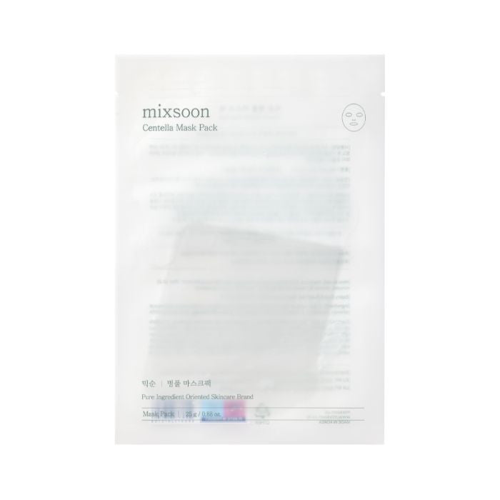 Mixsoon Centella Mask Pack 25g, Soothing Sheet with Asiatica Extract for Hydration and Skin Repair - 5pcs Mixsoon