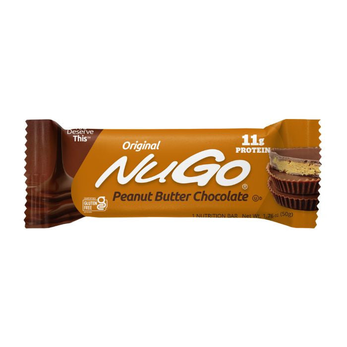 NuGo Original Peanut Butter Chocolate Protein Bar 50g, 11g Protein, Gluten Free Snack, Pack of 15 pcs NuGo