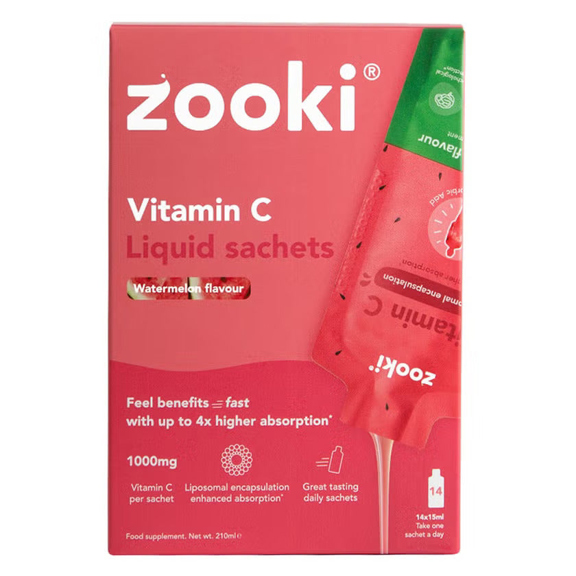 Zooki Liposomal Vitamin C 1000mg Watermelon Flavor Liquid Sachets 15ml, Pack of 14's Zooki