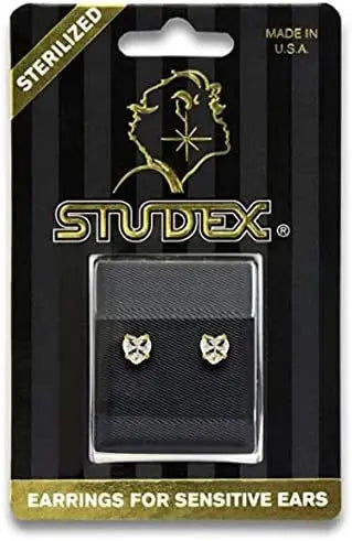STUDEX Sensitive Heart Cut Cubic Zirconia Stud Earrings 5x5mm | Hypoallergenic and Nickel Free for Sensitive Ears | Gold Plated Posts Studex
