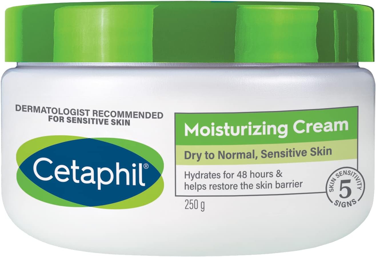 Cetaphil Moisturizing Cream, Face & Body Moisturizer With Dry to Very Dry Sensitive Skin, Unscented - 250g Cetaphil