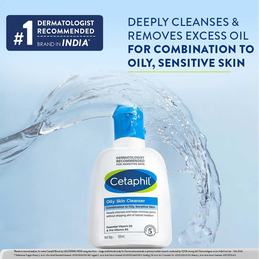Cetaphil Oily Skin Cleanser Foaming Face & Body Wash With Combination to Oily and Sensitive Skin - 125ml Cetaphil