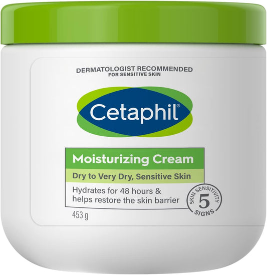 Cetaphil Moisturizing Cream, Face & Body Moisturizer With Dry to Very Dry Sensitive Skin, Unscented - 453g Cetaphil