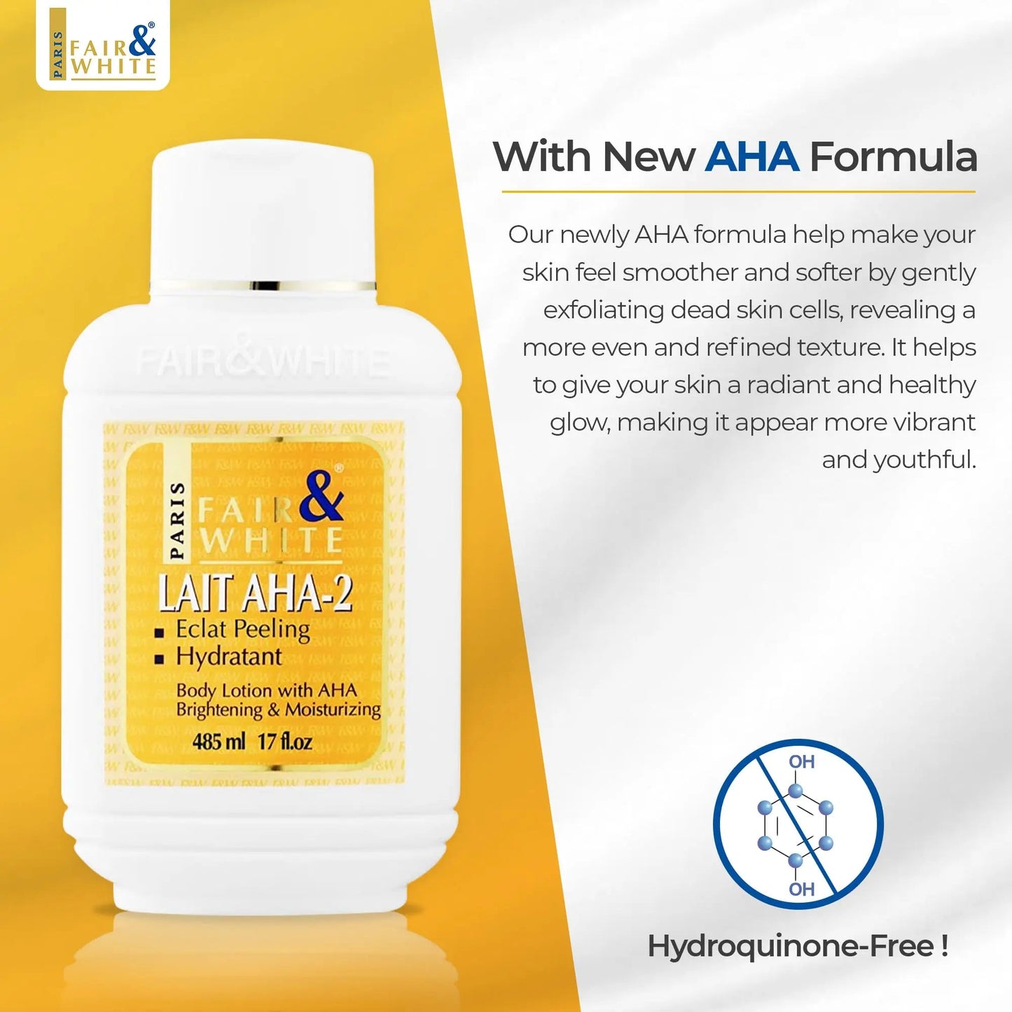 Fair and White Lait AHA-2 Brightening And Moisturizing Body Lotion 485ml Fair & White