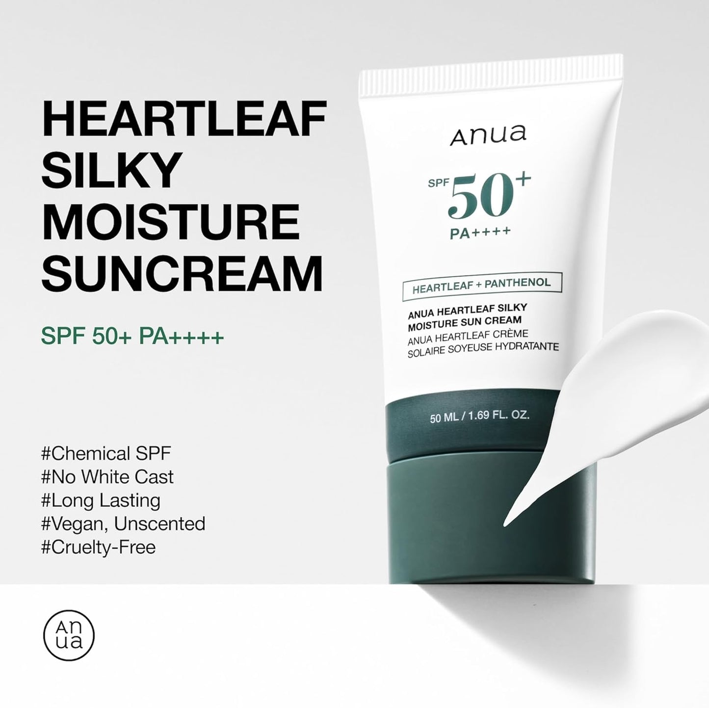 Anua Heartleaf Silky Moisture SP50+ PA++++ Sun Cream 50ml Anua