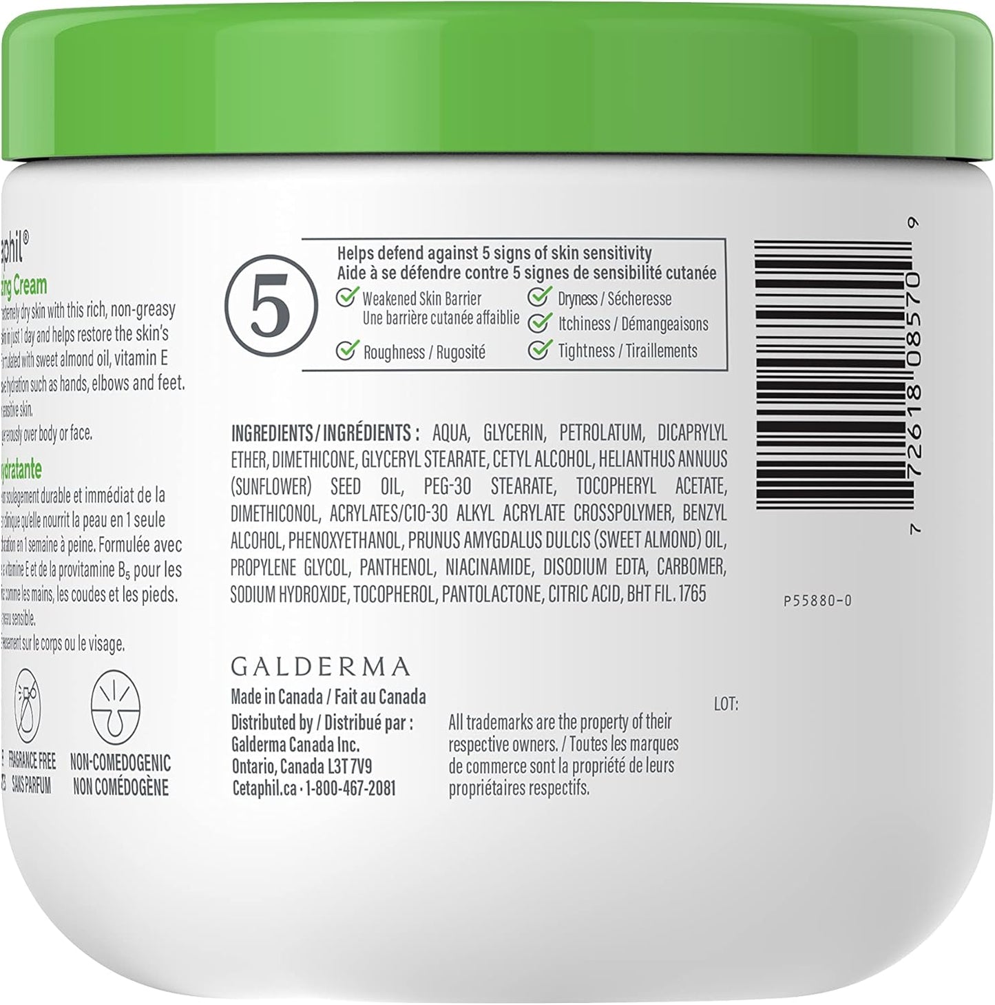Cetaphil Moisturizing Cream, Face & Body Moisturizer With Dry to Very Dry Sensitive Skin, Unscented - 453g Cetaphil