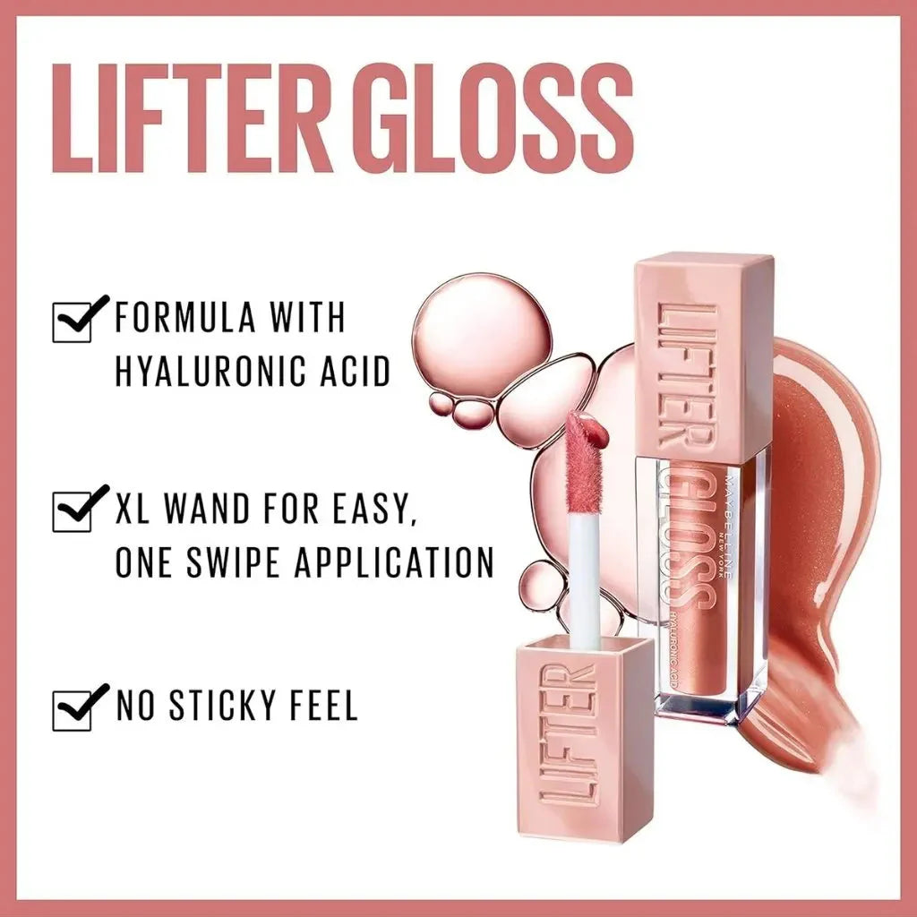Maybelline New York Lifter Gloss, Lip Gloss With Hyaluronic Acid, 002 Ice Maybelline