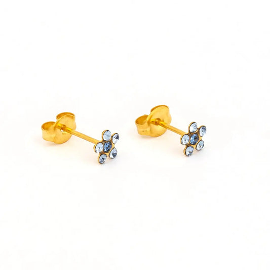 Sensitive Puff Pad Fashion - Daisy - Light Sapphire/September Sapphire - Gold Plated STUDEX