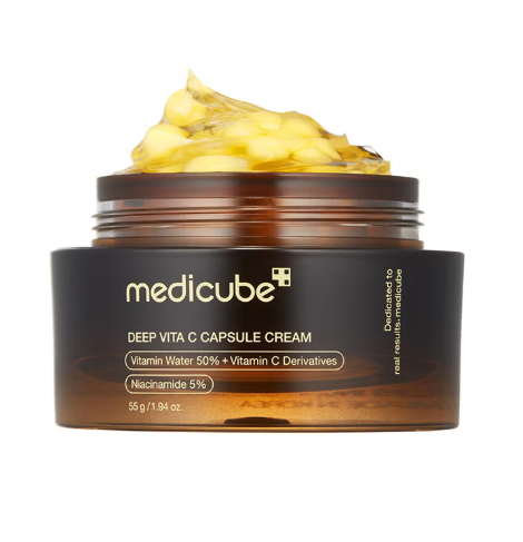 Mega Deal Medicube Deep Vitamin C Golden Capsule Face Moisturizer - Liposome Capsules For Wrinkles, Skin Radiance - Transparent Gel For Glow Hydration - Korean Skin Care 1.94 Oz Medicube