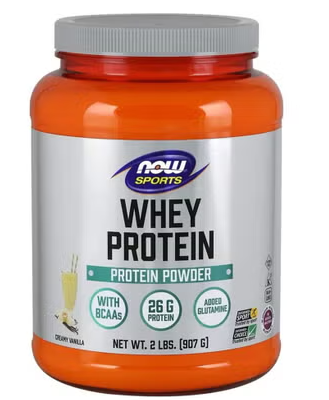 Now Sports Whey Protein Powder With BCAA's & Added Glutamine, Vanilla 2lbs. NOW