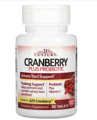 21st Century Cranberry Plus Probiotic Tablets For Urinary Tract Support, Pack of 60's 21st Century